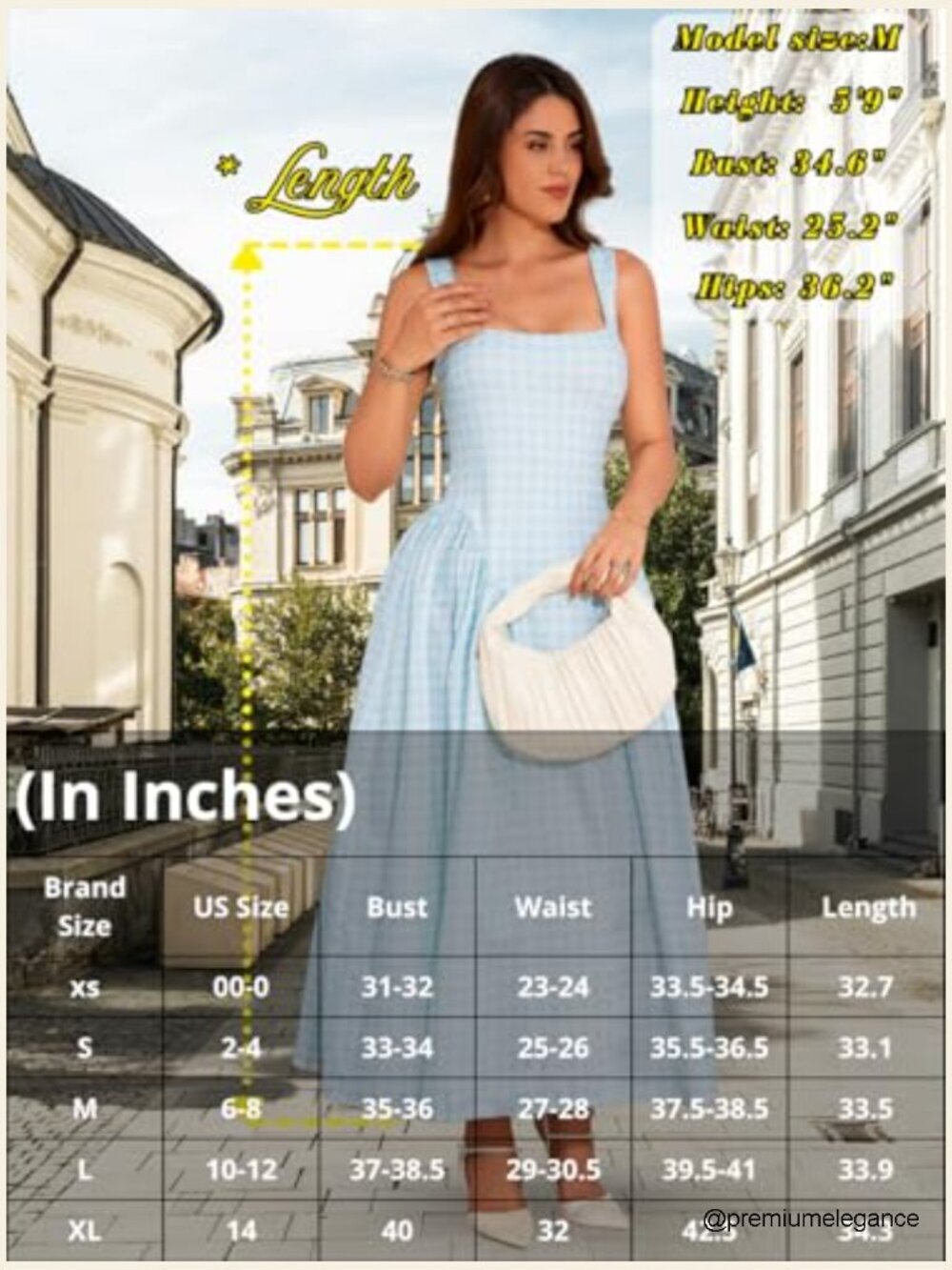 Plaid Maxi Dress, A-Line Drop-Waist, Square Neck, Sleeveless Semi Formal - Picture 7 of 7